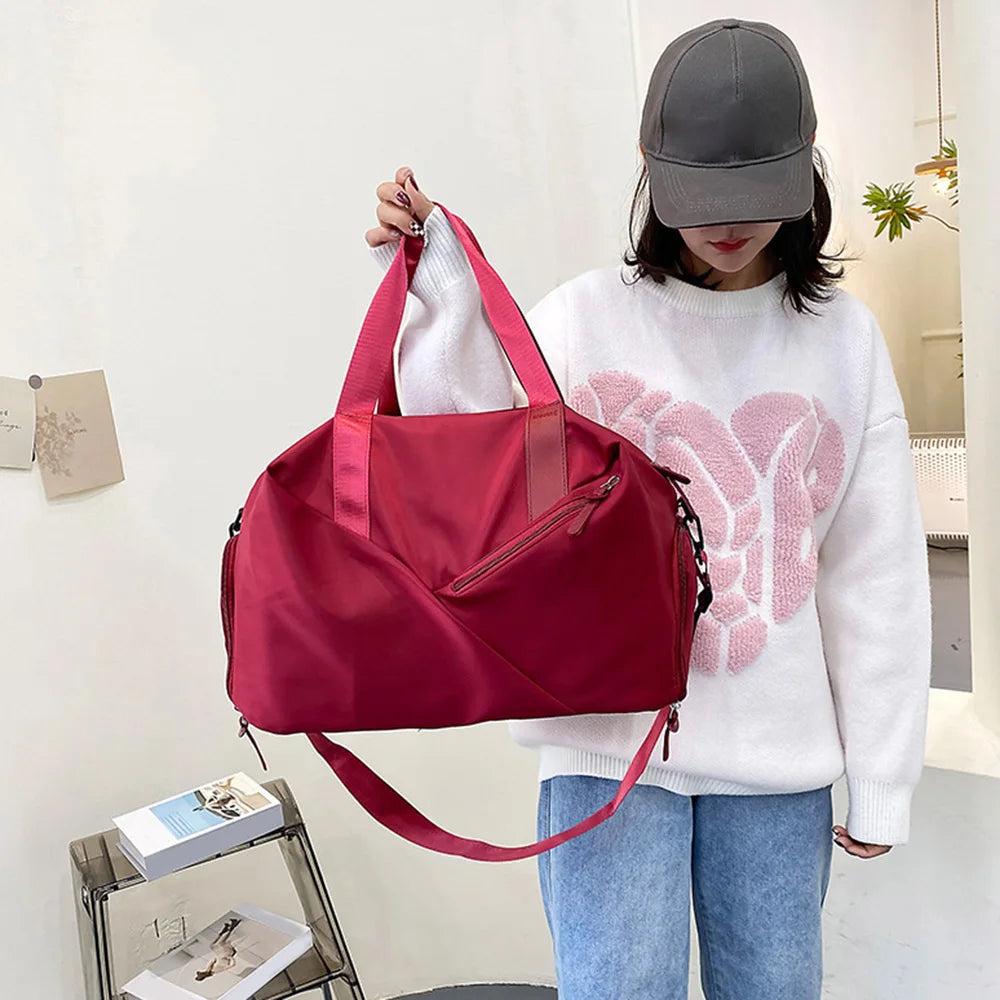 Women Gym Sports Bag Waterproof Swimming Yoga Mat Pink Weekend Travel Duffle Bags for Women Sport Fitness Shoulder Handbag Zen fit plus