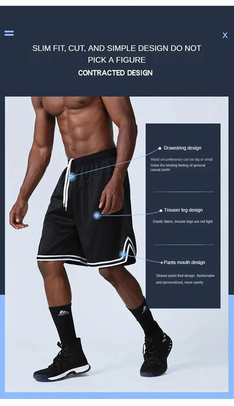 Summer Sports Shorts Men's Casual Five-point Pants Trend Loose Basketball Outer Wear Big Pants Pants Mesh Thin Section - Zen Fit Plus