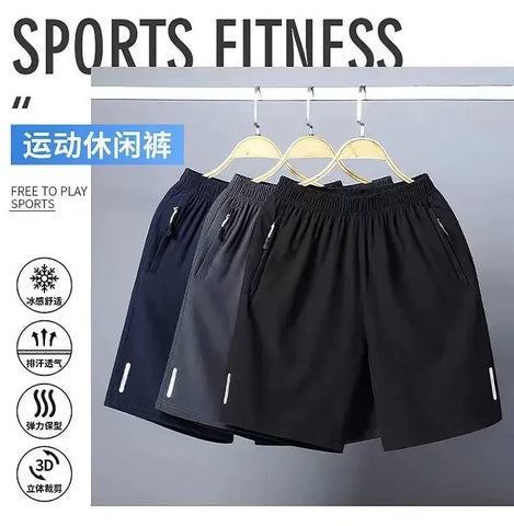 Ice Silk Beach Shorts Men Gym Casual Shorts Quick Dry Sweatpants Running Sports Short Pants Breathable Fitness Jogging Shorts - Zen Fit Plus
