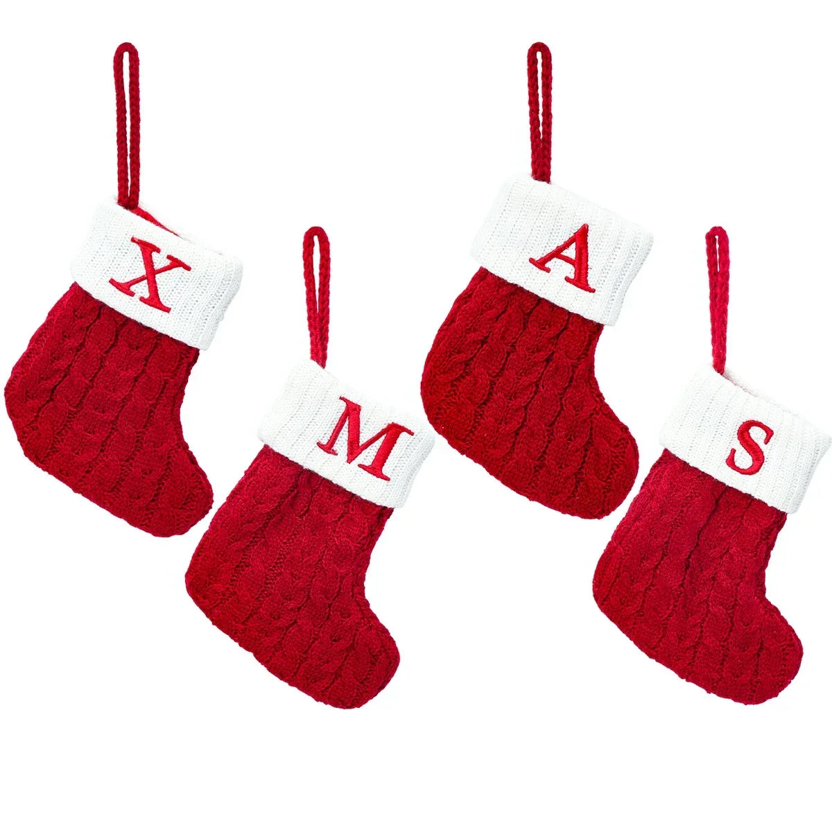 Christmas Socks Knitting Snowflake Letter Stocking Christmas Decoration 2025 For Home Xmas Tree Ornament Gift Navidad Natal 2026 - Zen Fit Plus
