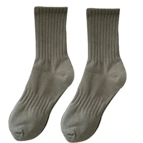1/5 Pairs Thicken Cotton Men's Socks Solid Bottom Long Socks Black White Sport Socks Male Casual Harajuku Casual Basketball Sox Zen fit plus