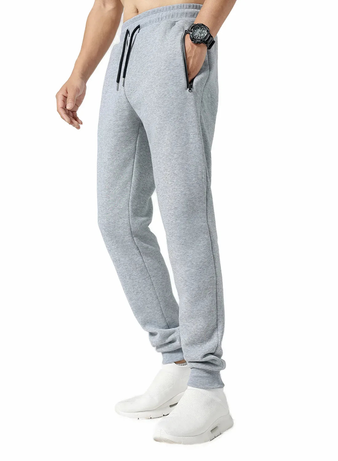 Unisex Sweatpants Side Zipper Pockets Men Joggers Track Pants Elastic Waist Sport Casual Trousers Baggy Fitness Gym Clothing - Zen Fit Plus