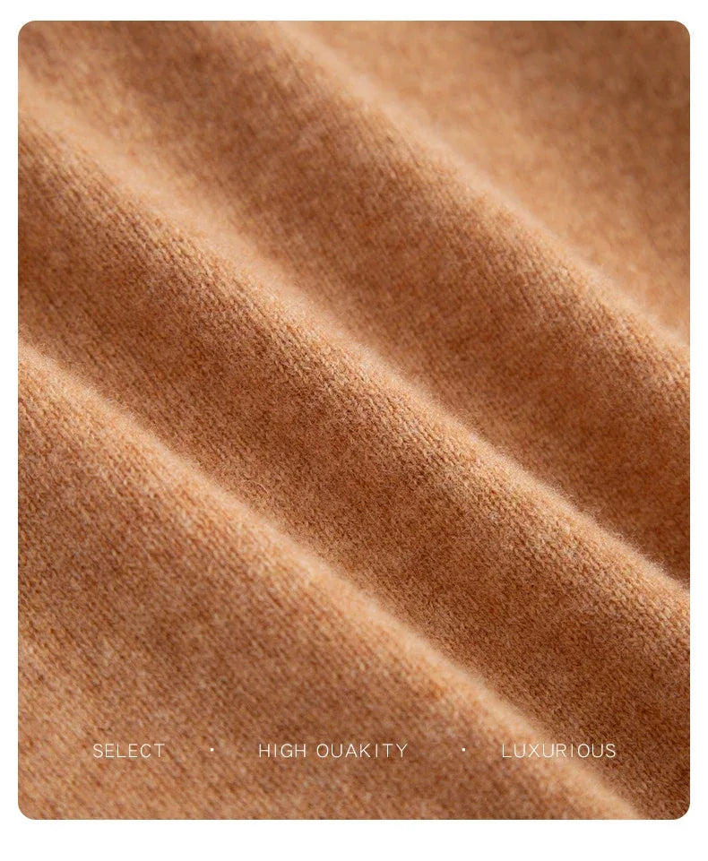 New Fashion Men's 100% Wool Pullover Half-high Collar Sweater Autumn Winter Warm Solid Color Knit Sweater Business Casual Top - Zen Fit Plus