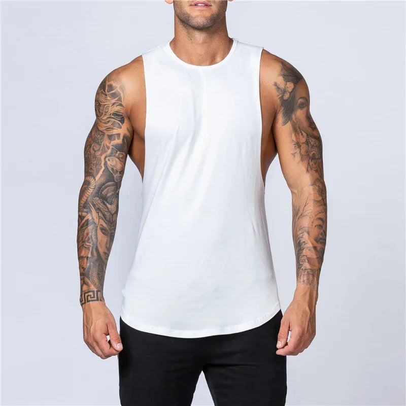 Men's Gym Clothing Summer Fitness Cotton Tank Top Men Jogging Bodybuilding Sleeveless Shirt Breathable O-Neck Casual Muscle Vest - Zen Fit Plus