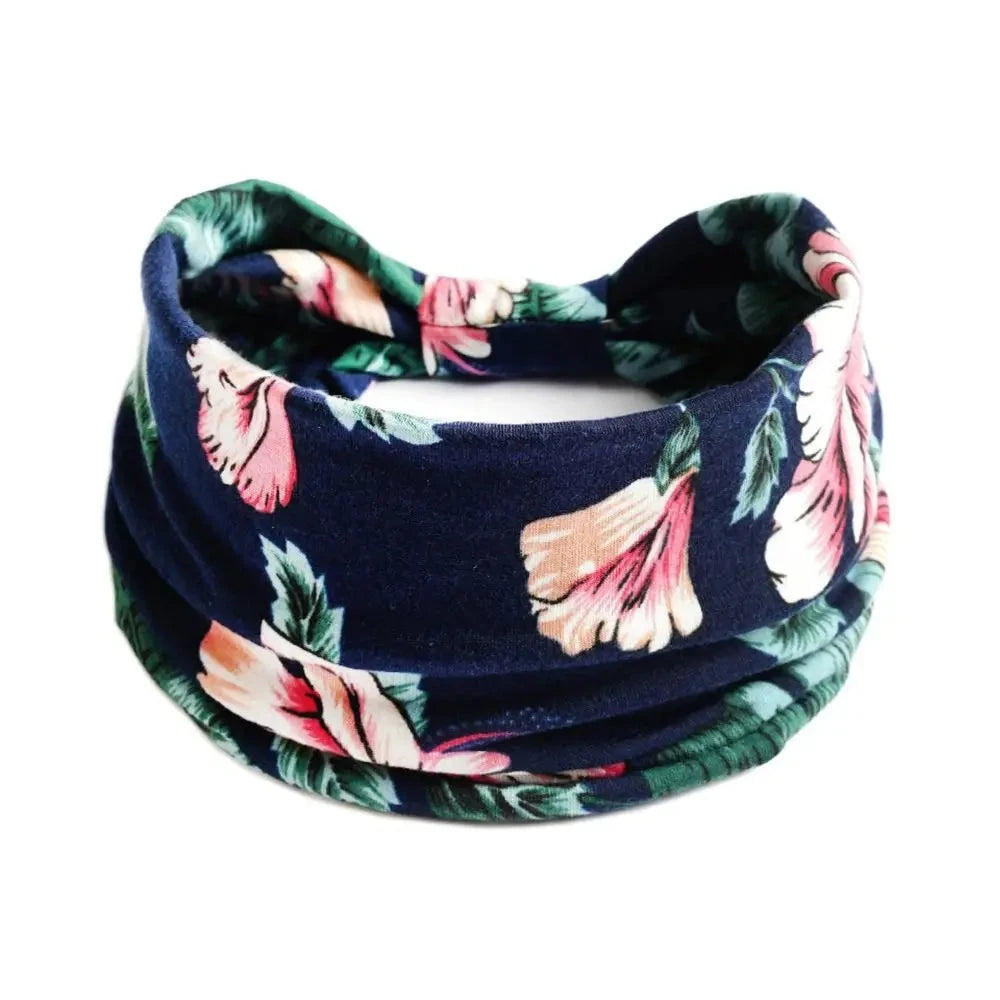 Bohemia Print Wide Headbands New Vintage Elastic Knot Turban Headwrap for Women Girls Soft Print Yoga Bandana Hair Accessories Zen Fit Plus