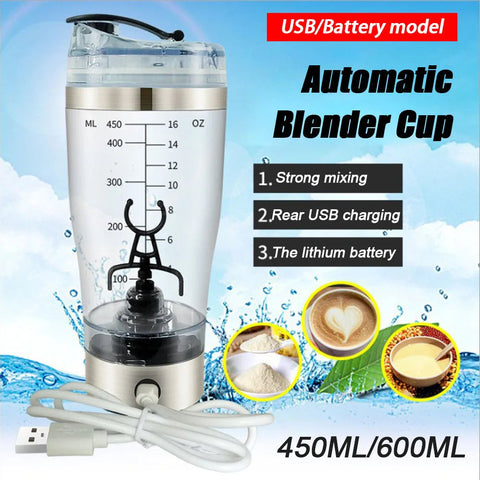 450/600ml  Electric Mixing Cup Portable Protein Powder Shaker Bottle Mixer For Travel Home Office Kitchen Tools Zen fit plus