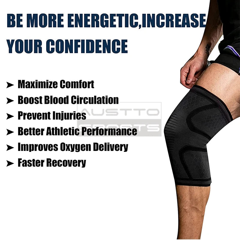 Austto 1PC Knee Guard Knee Support Braces Compression Protection Sleeves for Running Basketball Squats Fitness Workouts Zen fit plus