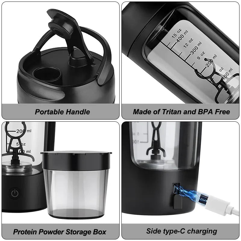 650ml USB Electric Portable Whey Protein  Shaker bottle  Fully Automatic Stirring Cup Rechargeable  Gym  BA Free Cocktail Blend Zen fit plus