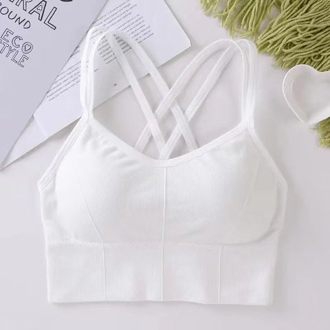 Sexy Women Tops Back Cross Strap Tank Top Push Up Running Sports Bra Breathable Soft Fitness Beauty Solid Color Yoga Bra Zen Fit Plus