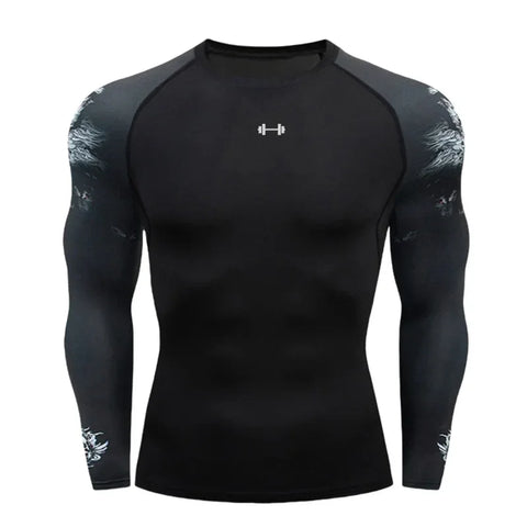Gym Compression Dry Fit Men's Long Sleeves Fitness T-shirt Spring And Autumn Outdoor Sports Running Tees Sportswear Tops T-shirt - Zen Fit Plus