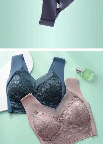 L-6L Women Large Bra Push Up Ice Silk Seamless upper Bralette Lace Wireless Summer Bras Plus Size Top Lingerie Underwear 15019 - Zen Fit Plus