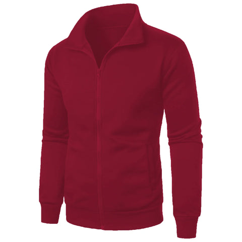 Men's casual sports zipper stand up collar jacket, men's solid color top - Zen Fit Plus