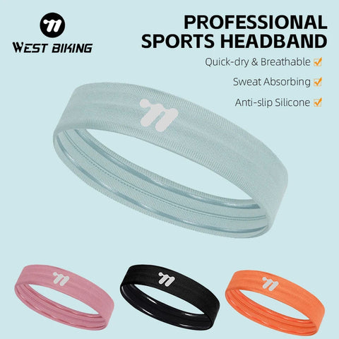 WEST BIKING Sports Headband Anti-slip Sweat Absorbing Elastic Sweatband Quick Dry Men Women Running Fitness Gym Cycling Headwear Zen fit plus