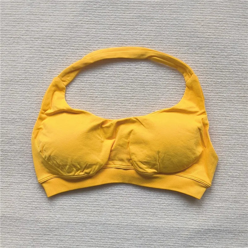 HBC Women's Sports Bra High Elastic Halter Top Push-up Fitness Workout Underwear Seamless Gym Tops Yoga Bra Zen Fit Plus