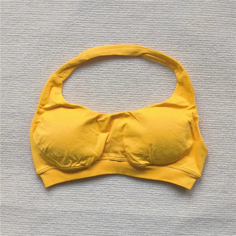 HBC Women's Sports Bra High Elastic Halter Top Push-up Fitness Workout Underwear Seamless Gym Tops Yoga Bra Zen Fit Plus