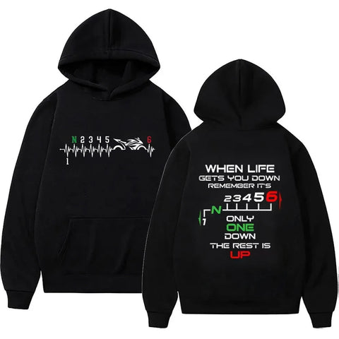 1N23456 Motorcycle Gear Biker Heartbeat Print Men's Hoodies male Pullover Clothing Oversized Sweatshirts Graphic Women Tracksuit Zen fit plus