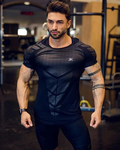 2024 Men Running Sports T-shirt Training Quick Dry Tight Short Sleeves Shirt Bodybuilding compress Fitness Tee Tops men Clothing - Zen Fit Plus