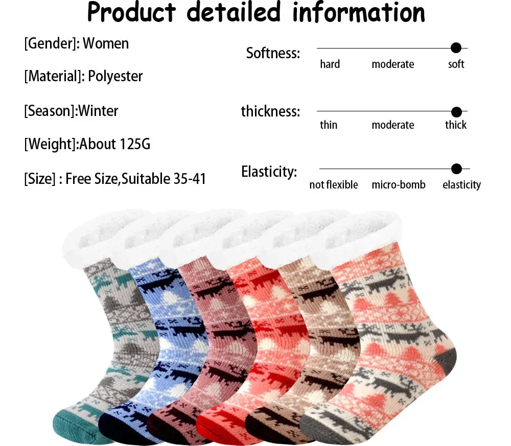 Winter Warm Socks Women penguin Plush Soft Female Non Grip Floor Slippers Short Sock Fuzzy Fluffy Deer Elk Bear Christmas Gift - Zen Fit Plus
