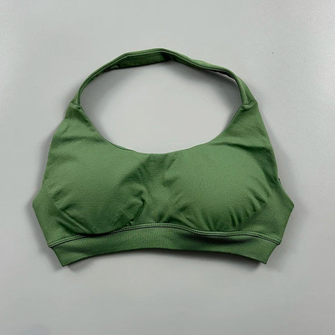 Impact Sports Bra for Women Seamless Halter Neck Strap Bra Sexy Open Back Padded Yoga Top Bra Medium Support Gym Crop Top Zen fit plus
