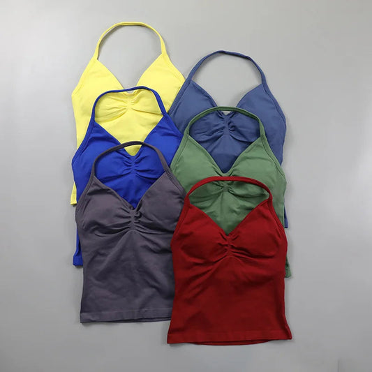 Impact Longline Strappy Top Women Seamless Yoga Tank Tops Ruched Backless Gym Clothes Workout Sleeveless Shirts With Buit In Bra Zen fit plus