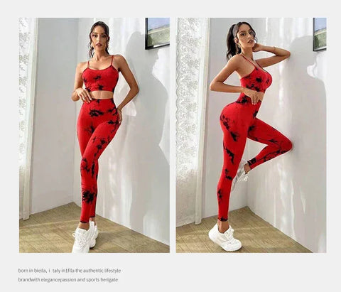 Tie Dye Yoga Women's Tracksuit Fitness Yoga Sets Sportswear Workout Bra+High Waist Leggings Gym Clothing Seamless Sports Suits - Zen Fit Plus