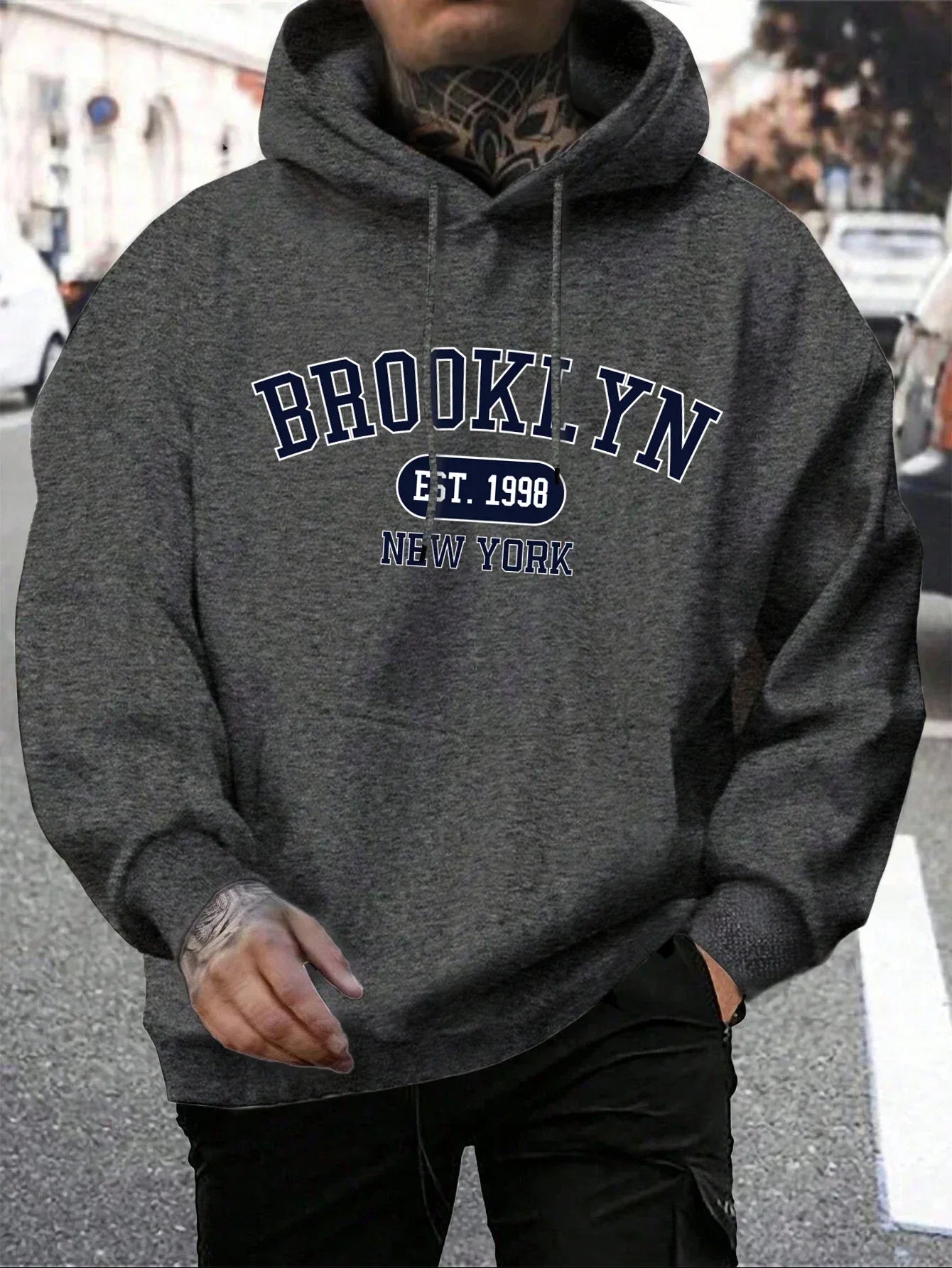 Brooklyn Est 1998 New York Printing Men Hoodies Harajuku Crewneck Hoodie Fashion Oversize Hoody Autumn Comfortable Tracksuit - Zen Fit Plus