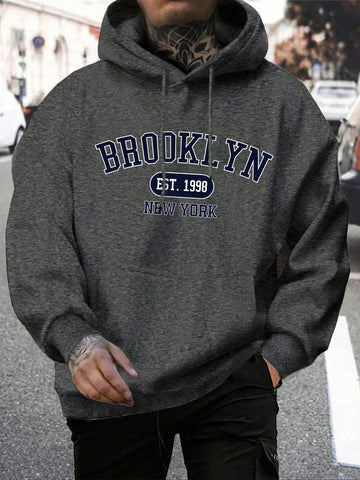 Brooklyn Est 1998 New York Printing Men Hoodies Harajuku Crewneck Hoodie Fashion Oversize Hoody Autumn Comfortable Tracksuit - Zen Fit Plus