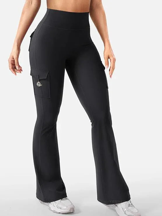 Essential Women's Fitness Pants: High-Waisted Flared Workout Pants with Pockets, Shaping and Tummy-Control Fitness Pants. - Zen Fit Plus