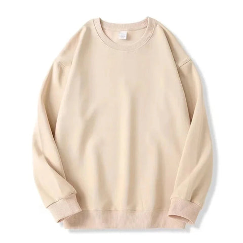 Thickened Fleece Cotton Hoodie Unisex Oversized round Neck Solid Color Couple's Sweatshirt Versatile Autumn Winter New Arrival Zen Fit Plus