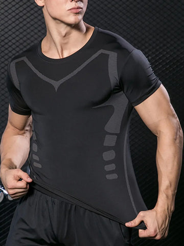 Men's Running Compression Shirts Short Sleeve Sport Gym Tees Fitness Quick Dry Sweatshirt Jogging Tracksuit Athletic Shirt Tops - Zen Fit Plus