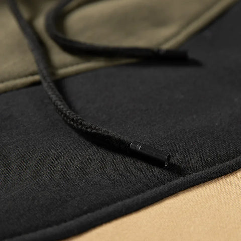 Men's Patchwork Hooded Sweatshirt Hoodies Clothing Casual Loose Fleece Warm Streetwear Male Fashion Autumn Winter Sports Outwear - Zen Fit Plus