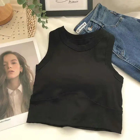 1/2 PCS Back Sports Bra Women Sleeveless Vest Beautiful Slim Tube Top Underwear With Bra Pads Undershirt Elastic Korean Crop Top Zen fit plus
