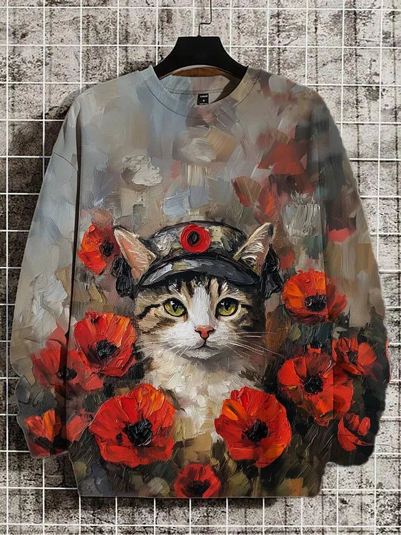 2025 Men's Animal Sweatshirts Long Sleeve Sweatshirt Crew Neck Fashion 3D Printed Japanese Art Prints Casual Sweatshirts Zen Fit Plus