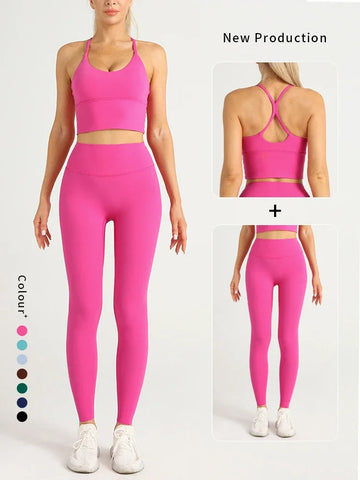 2 Piece Yoga Clothes Women's Tracksuit Athletic Wear Pilates Fitness Suit Gym Workout Push Up Clothes Sports Bra Leggings Suit Zen fit plus