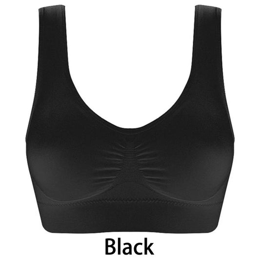 Women Seamless Bras Camisole Underwear Crop Top XXL 3XL Black Pure Color Sports Gym Running Fitness Yoga Zen Fit Plus