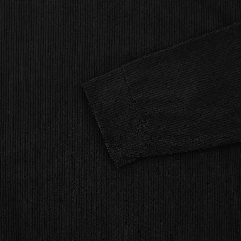 2024 hot-selling spring and autumn European size men's round neck casual stand-up collar corduroy long-sleeved sweater men - Zen Fit Plus