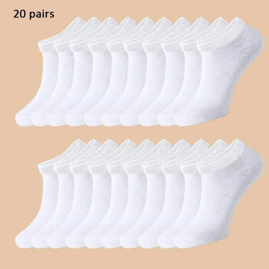 10/12/20/40 Pairs Men Boat Socks Business Sport Sweat Absorption Mature Summer Autumn Solid Color Soft Non Pilling Ankle Socks - Zen Fit Plus