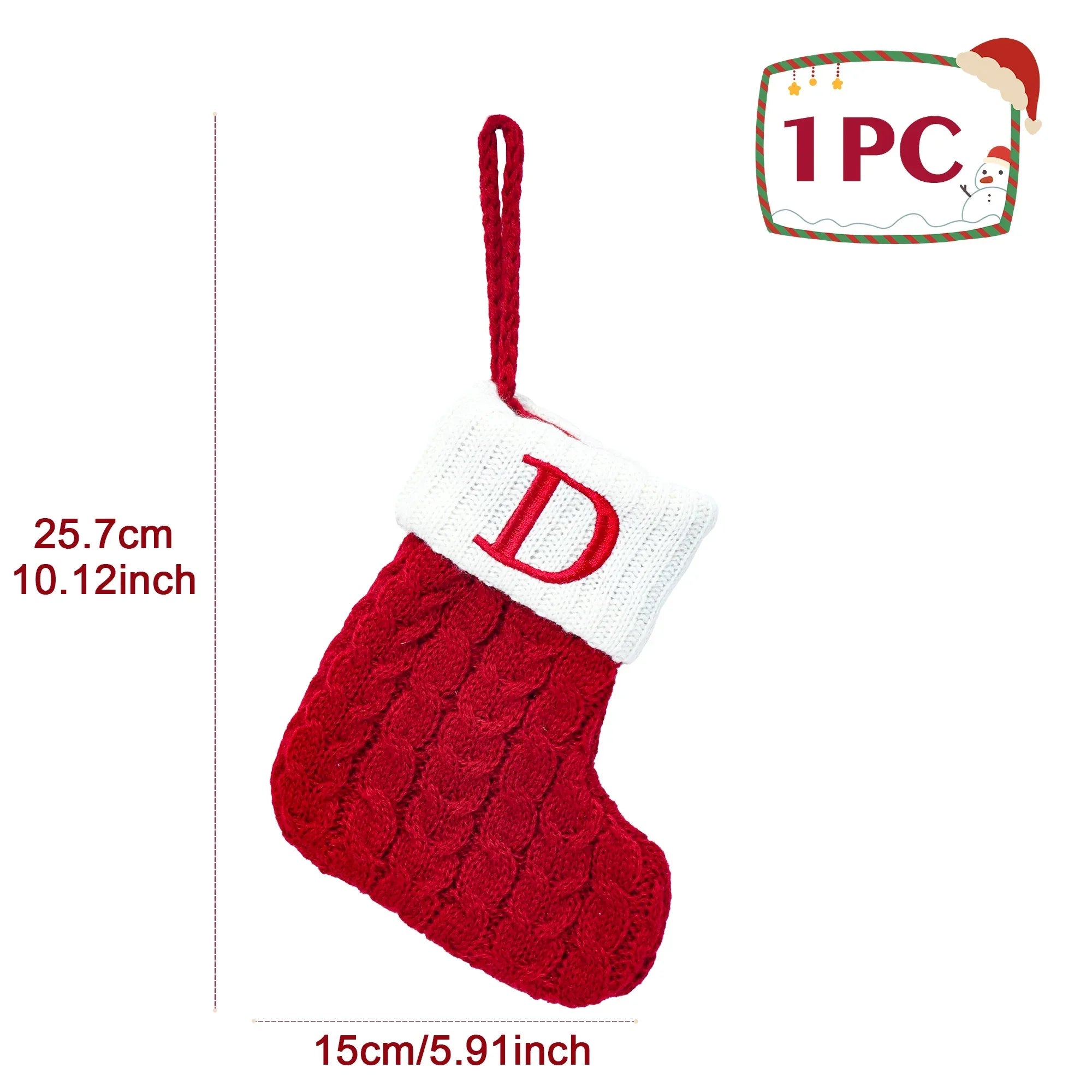 Christmas Socks Knitting Snowflake Letter Stocking Christmas Decoration 2025 For Home Xmas Tree Ornament Gift Navidad Natal 2026 - Zen Fit Plus