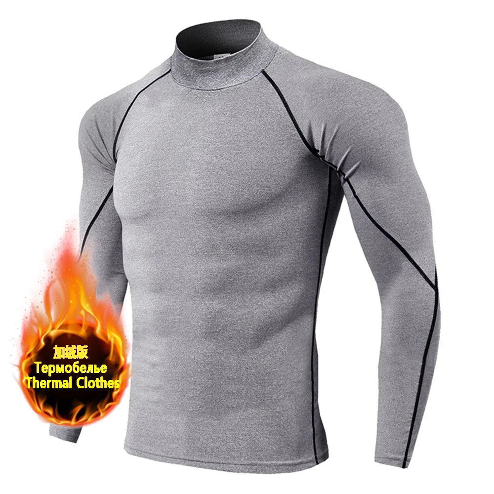 Winter Man Compression Shirt Cycling Clothing Warmth Shirt Warm Bottoming Shirt Men Compression T-Shirt Gym Sportswear 2024 New Zen fit plus