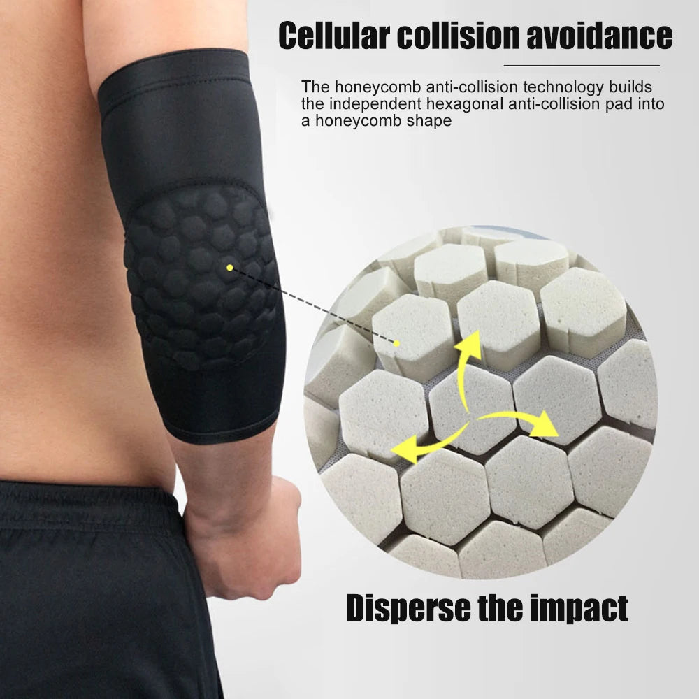 1 PC Sports Elbow Support Sleeve Honeycomb Paded Arm Joint Protector Breathbable Elbow Pads Cycling Running Basketball Arm Guard Zen fit plus