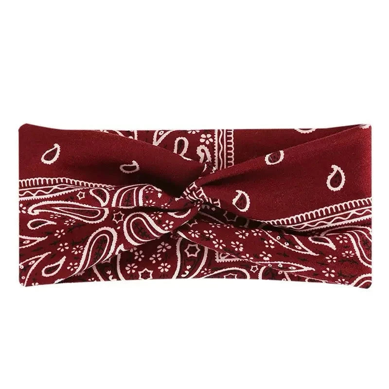 Bohemian Print Wide Headband - Water Absorbent, Cross Straps, Suitable For Yoga, Running And Everyday Use Zen Fit Plus