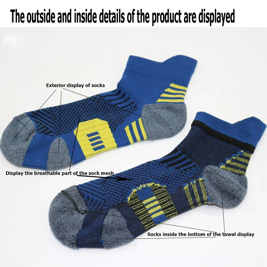3Pair Professional Fitness Sports Socks Towel Bottom Non-Slip Running Socks Men Women Short Quick-Drying Basketball Training Sox - Zen Fit Plus