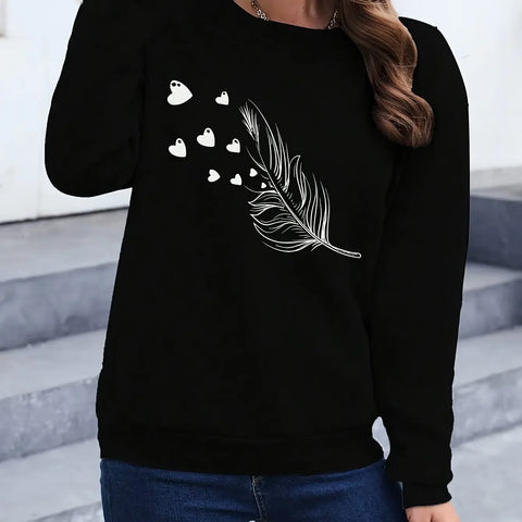 Loose Sweatshirt Casual Long Sleeve Women Autumn and winter Comfortable Pullover Crewneck Loose Female Clothes - Zen Fit Plus