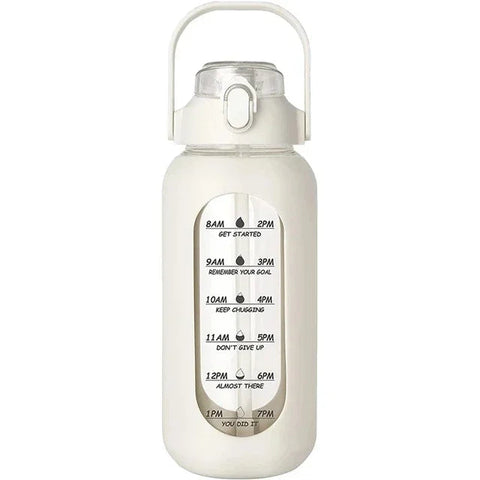 1000ML Glass Water Bottles With Straw, Glass Bottle With Silicone Sleeve And Time Marker, For Gym Camping Home Office Zen fit plus
