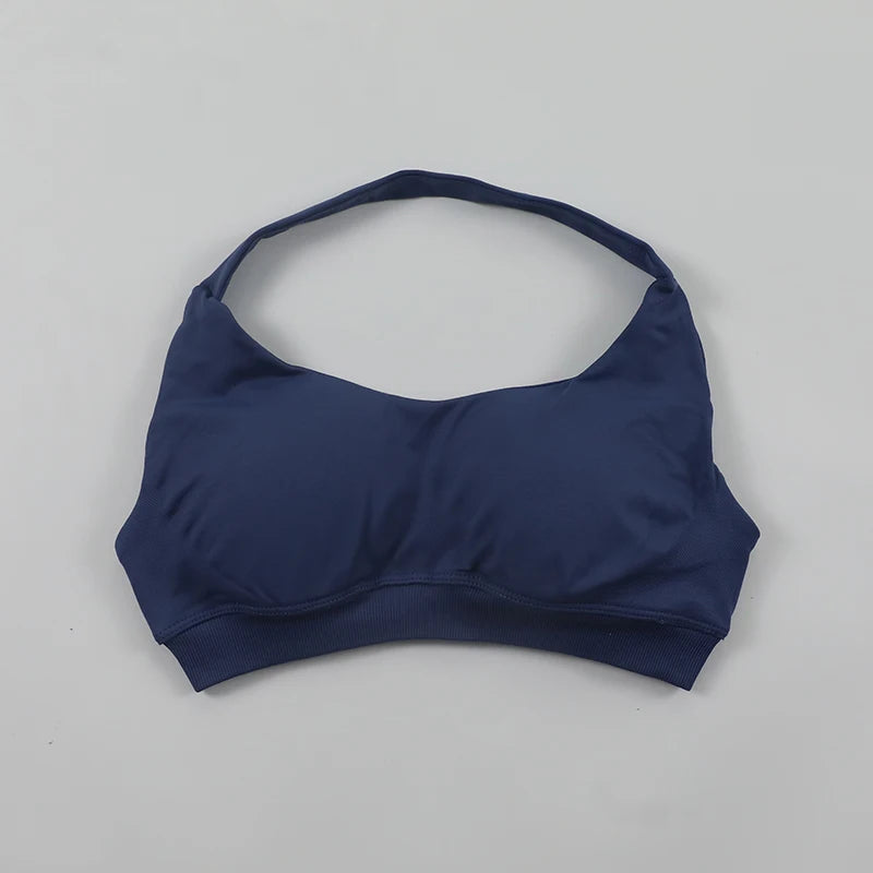 Impact Sports Bra for Women Seamless Halter Neck Strap Bra Sexy Open Back Padded Yoga Top Bra Medium Support Gym Crop Top Zen fit plus