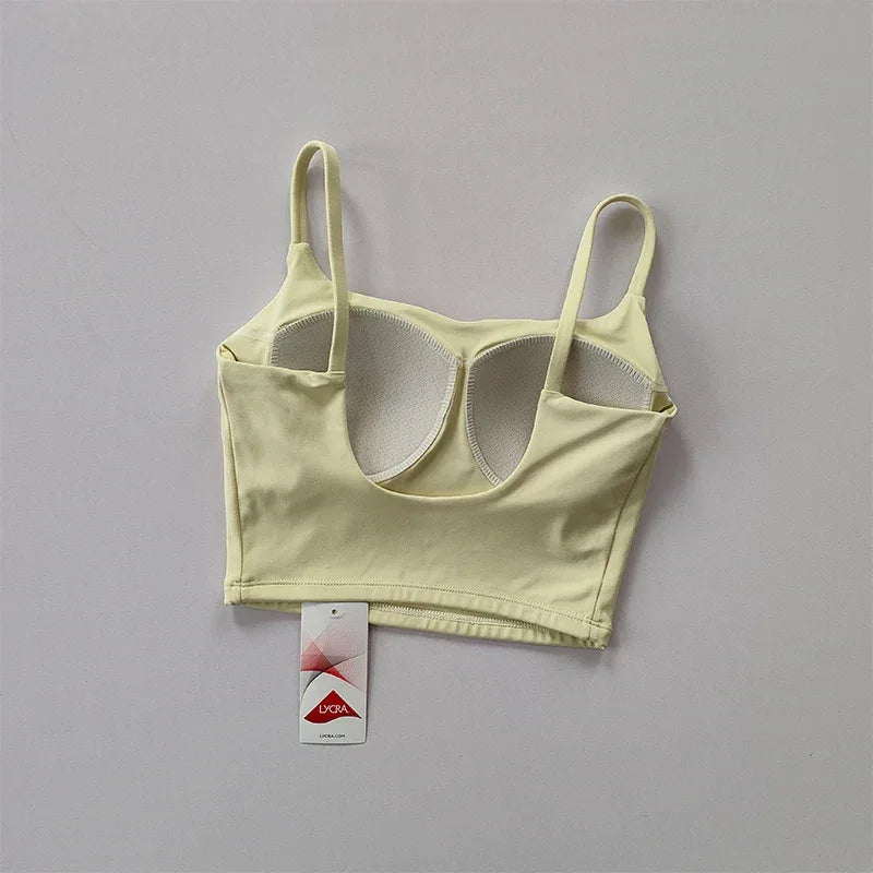 Small Sling Vest Integrated Fixed Gathering Sports Underwear Women's Bra Beauty Back Training Fitness Bra Summer Clothing Suit - Zen Fit Plus
