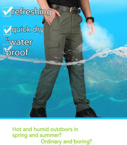 Men City Pants Cargo Trousers Multi-pocket Waterproof Wear-resistant Casual Training Overalls Fat Cargo Quick Dry Pants - Zen Fit Plus