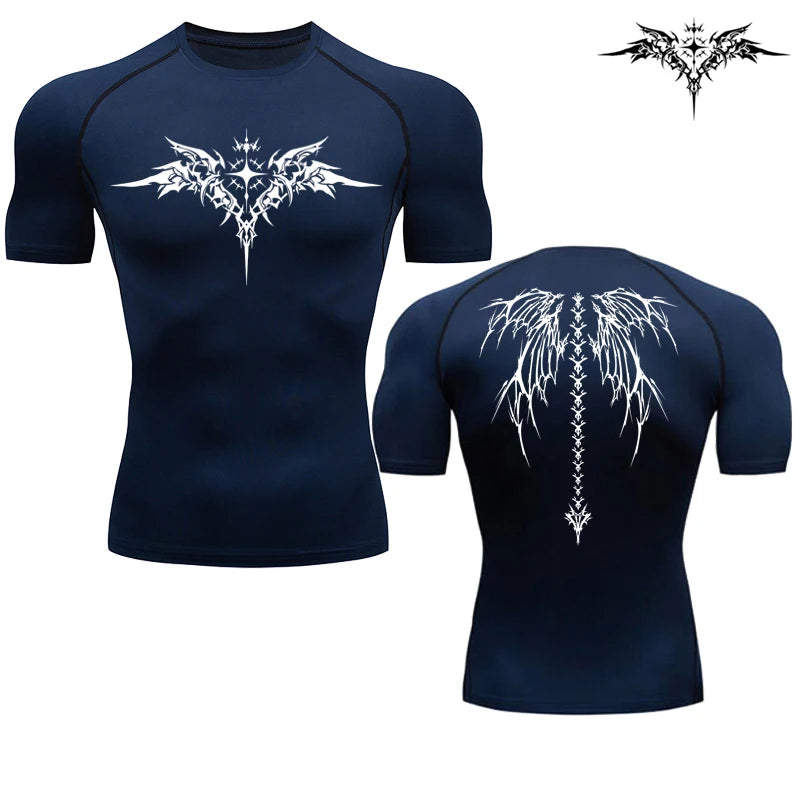 Casual Anime Print Running Compression T-Shirt Men's Quick-Drying Fitness Sportswear Gym Sports Long Sleeve Breathable Top S-3XL Zen fit plus