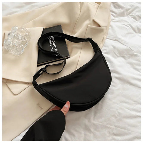 Women Shoulder Bags Solid Color Nylon Dumpling Messenger Bag 2023 New Trendy Lightweight Large Capacity Underarm Bag Zen fit plus