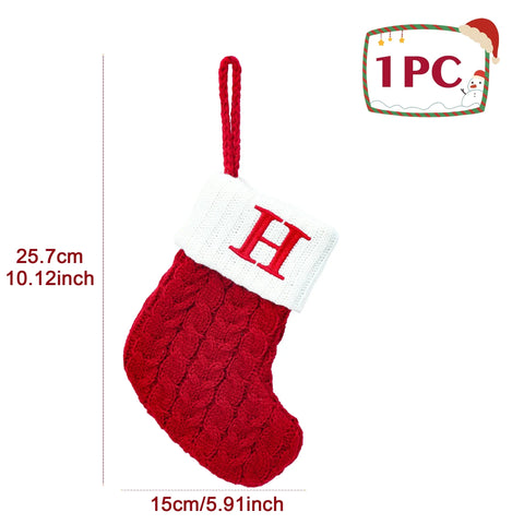 Christmas Socks Knitting Snowflake Letter Stocking Christmas Decoration 2025 For Home Xmas Tree Ornament Gift Navidad Natal 2026 - Zen Fit Plus